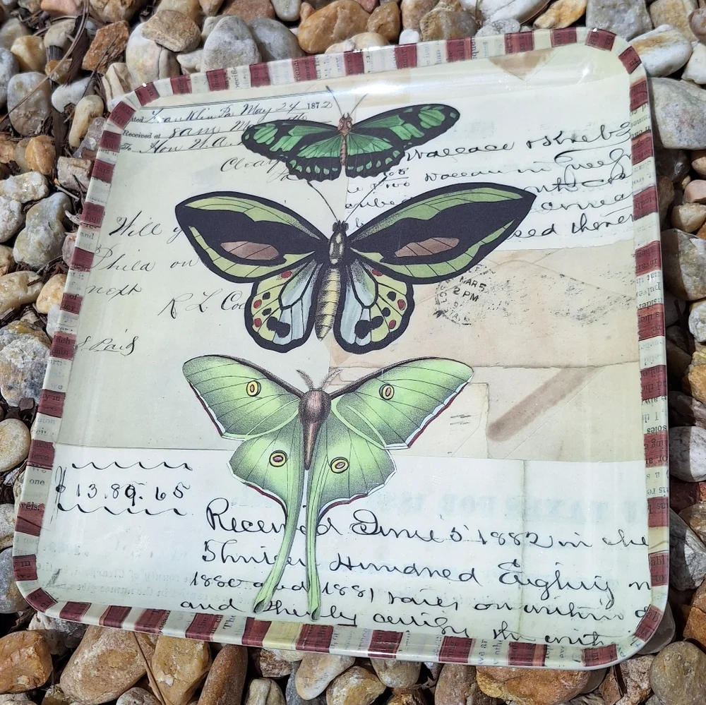 Malamine Serving Tray Butterfly Kitchen Hoem Decor Coffee Table Plastic Acrylic - Picture 2 of 10
